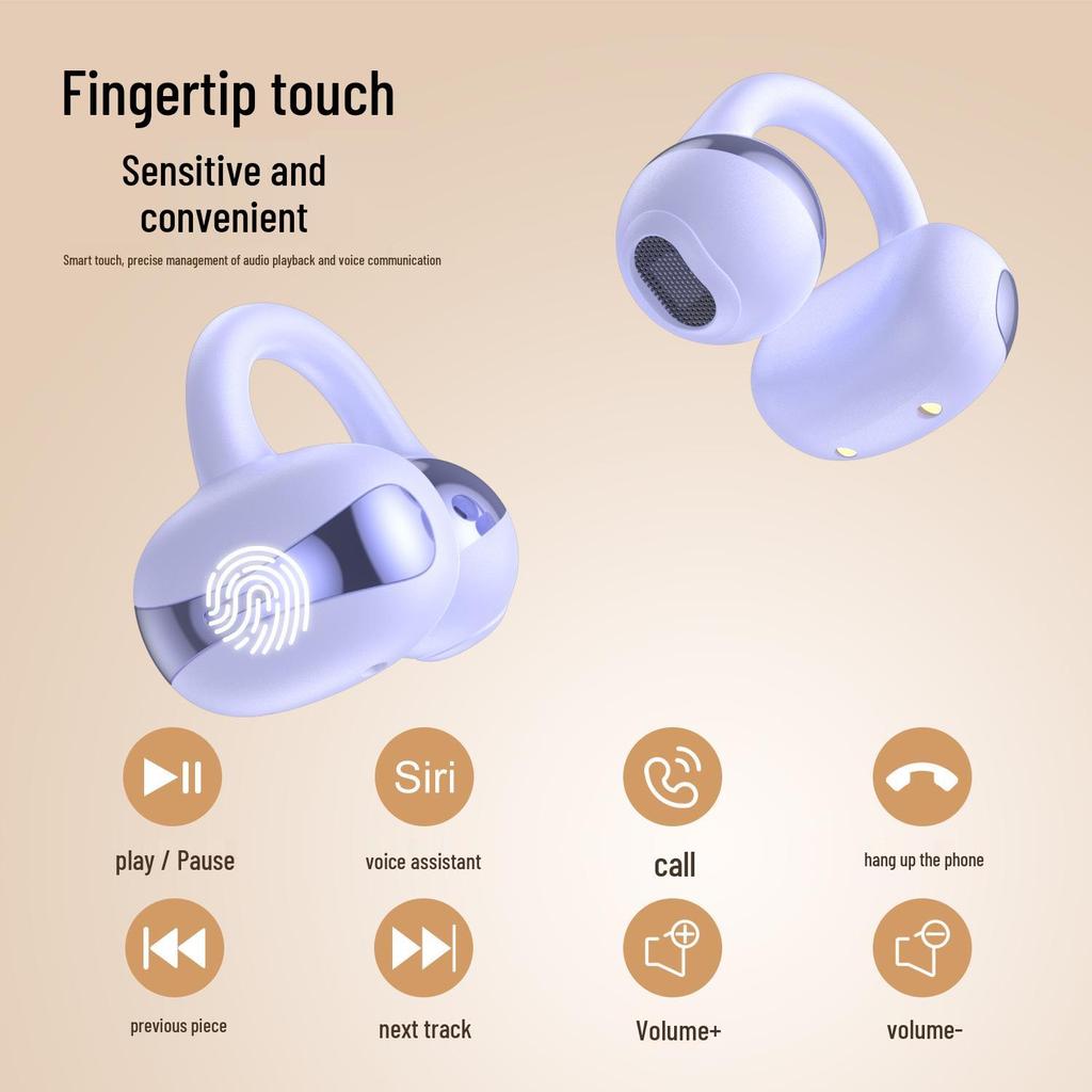 Huaqiangbei 2025 True Wireless Ear Clip Bluetooth Headphones - Ultra-Long Battery Life, Pain-Free Design.