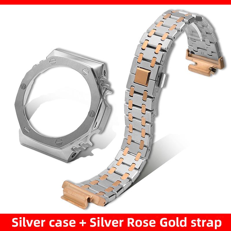 Für Casio Farmhouse Oak GA-2100 GA-2110 GA-B2100 Modifiziertes Edelstahl-Armband Metallgehäuse Lünette GM2100 Armband 16mm