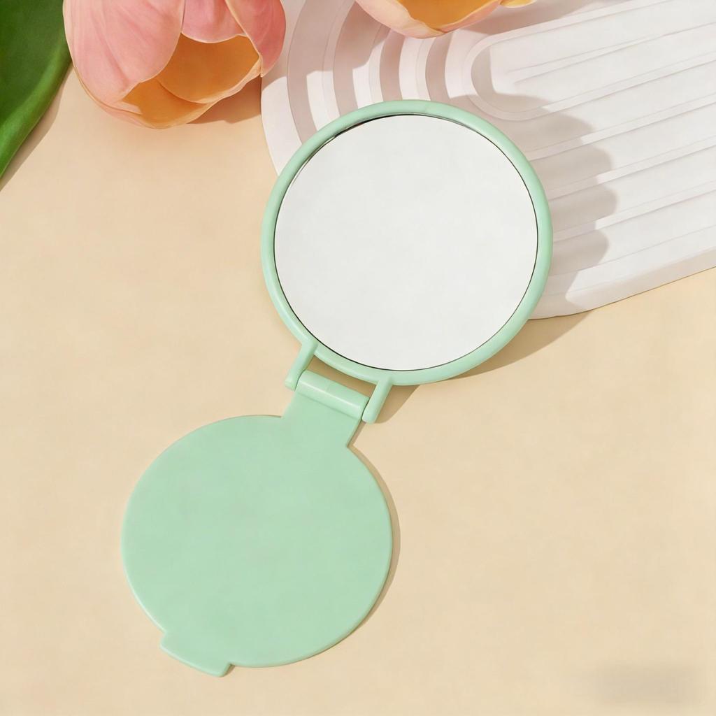 Compact Single-Sided Folding Round Makeup Mirror - Portable Gift Mirror