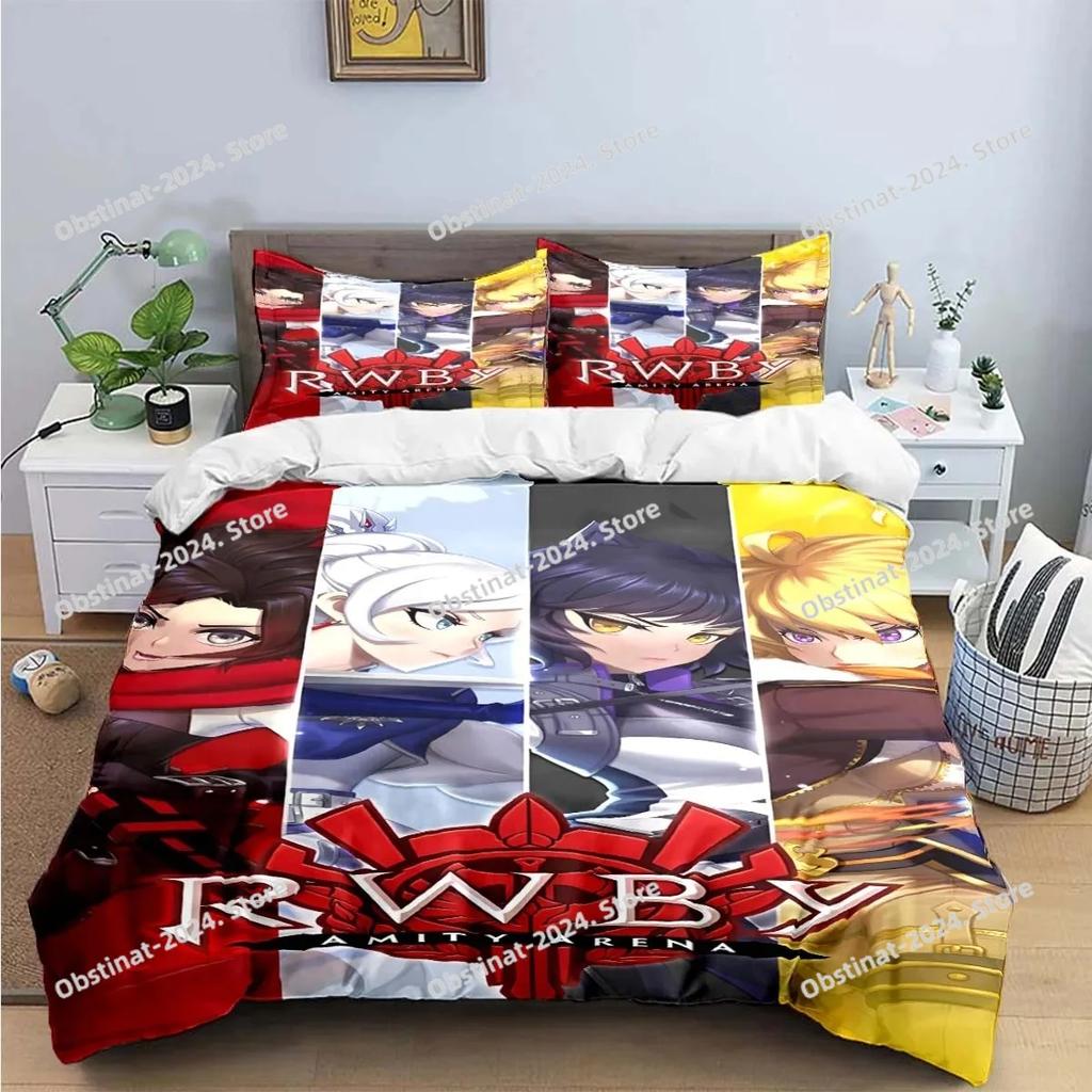 3D Fashion Cartoon R-RWBY Bedding Set Printed Bed Set With Pillowcase Bed Duvet Cover Soft Single Double Queen Super King Size