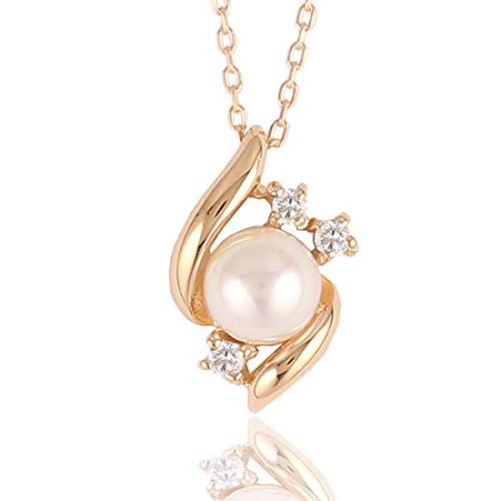 

18K Gold Necklace for K18 Akoya Diamond and Gold Pendant [Bijou Boutique] Women, Pearl, (Pink Gold)