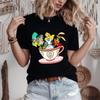 Disney Alice In Wonderland Teacup Trio Print Cotton T Shirt For Women Casual Comfortable Daily Wear Soft Breathable Tee