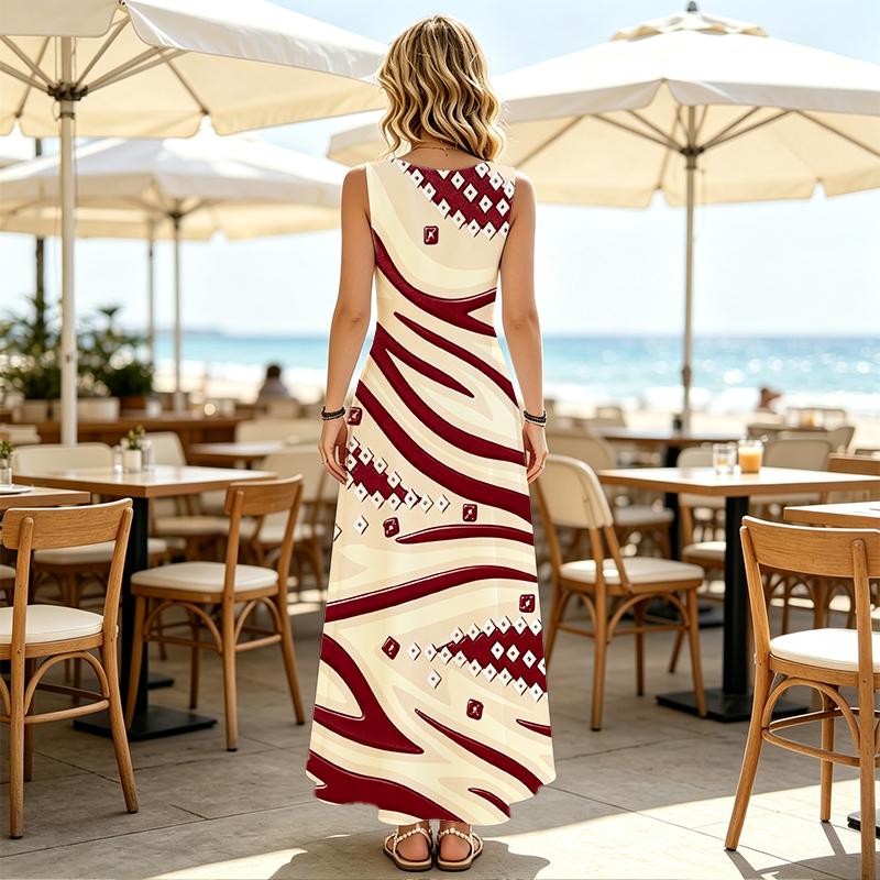 Women's Sleeveless Maxi Dress Simple Striped,Soft Flowy Long Dress for Daily Commute,Casual Home & Versatile