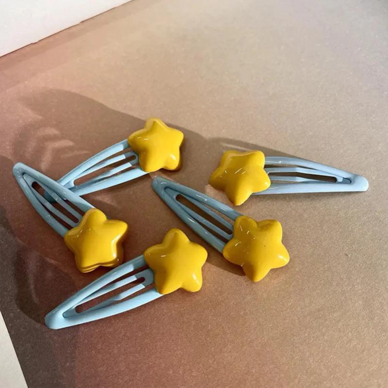Cartoon Bright Blue and Yellow Star Bb Hair Clips, Cute Ins Style, Sweet and Girlish, Simple Side Bangs Hair Clips