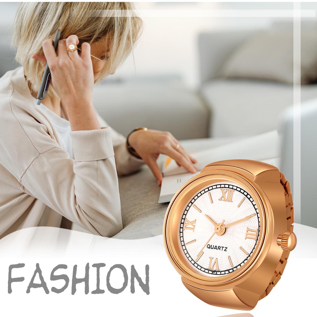 Novelty Finger Ring Watch Elastic Band Roman Numberals Quartz Watches Men Women