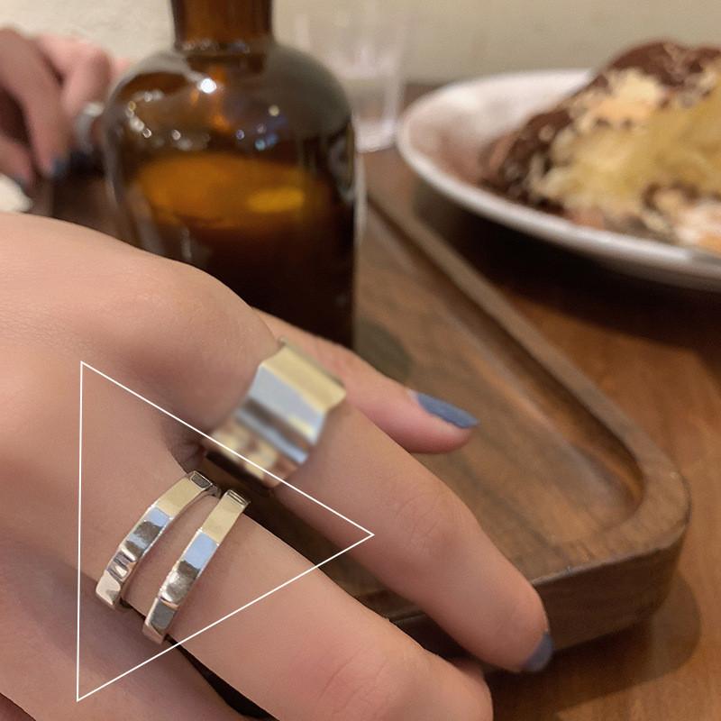 925 Sterling Fashionable Silver Korean Style Hollow Ring For Trendy Women