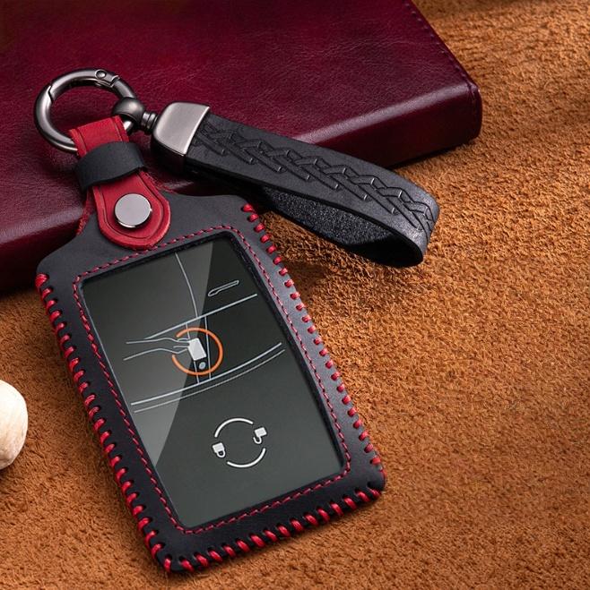 

Crazy Horse Leather for Tesla Model 3 Y 2023 Car Keychain Protector Case Cover Full Cover Accessories чорний