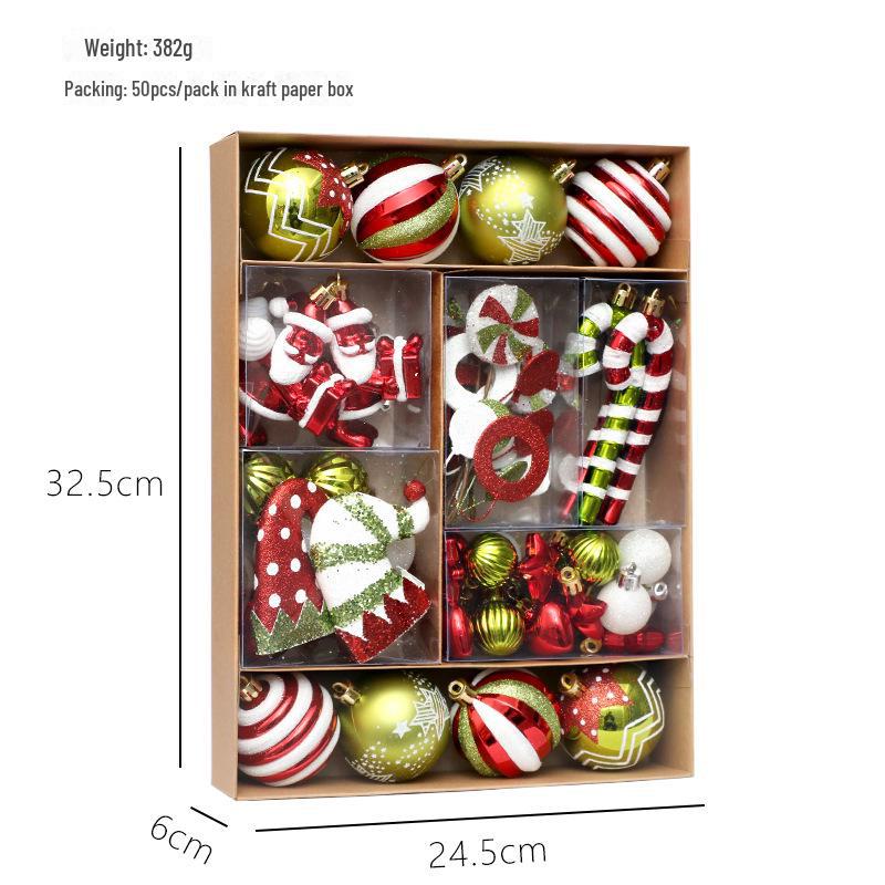50-Piece Painted Christmas Ball Ornament Set for Tree Decorations
