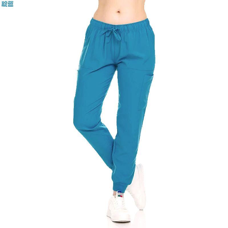 

Multi-Bag Woven Mid-High Waist Drawstring Pants Outdoor Work Clothes Indigo L