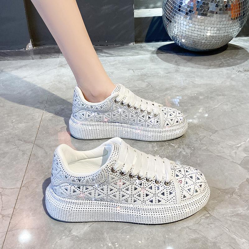 Spring Full Diamond Men's and Women's Shoes Platform Sports Dad Shoes Women's Casual Shoes Rhinestone McQueen Board