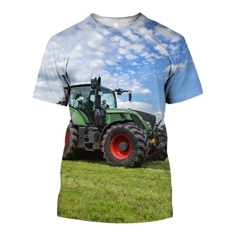 3D Tractor Printing Men's T-shirts Summer Trend Farmer Uniform Fashion Harajuku Oversized T-shirt Leisure Round Neck Blouse Tops