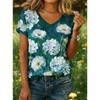 T-shirt Estiva da Donna con Stampa Floreale Manica Corta Magliette Top Stampati Casual