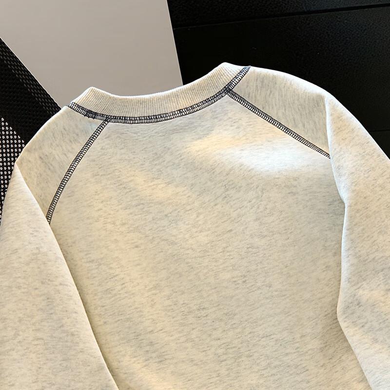 Color-block Cartoon Pattern Studded Round Neck Sweatshirt