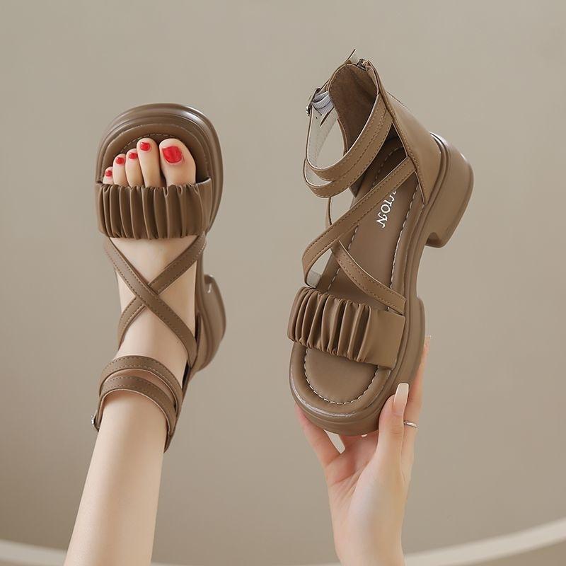 2025 New Roman Sandals Women's Summer Fashion Versatile Fairy Style with Skirt Wear Thick-soled Cool Boots Tide