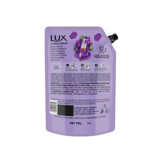 LUX, Black Orchid & Juniper Oil Bodywash, Refill Pack, 1 Ltr, for Soft and Glowing Skin, with Glycerin, Paraben Free, for Women