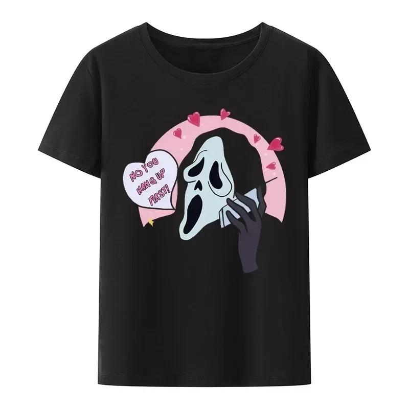 2025 Summer Halloween 100% Pure Cotton T-shirt, Horror Movie Harajuku Graphic Popular Gothic Men's T-shirt