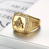 Europe, America, Classic Vintage Freemasonry, Vacuum Gold Plated Rhinestone Men's Ring 2026