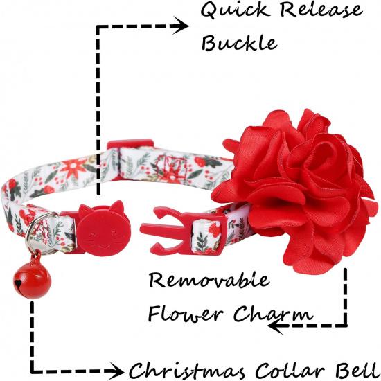 BoomBone Cat Christmas Collar Flower,Breakaway Puppy Collars Charms Pet Xmas Accessories