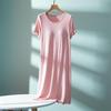 Women's Ruffle Short-Sleeve Nightgown with Chest Pad, Modal Spring/Summer Long Dress for Home Wear