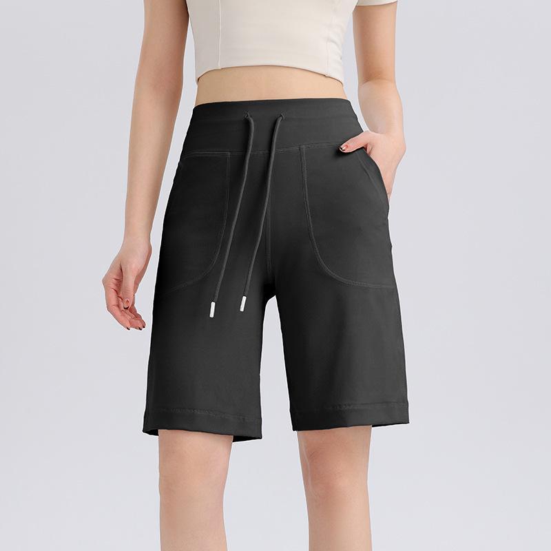 

Women s Plus Size High Waist Tummy Control Quick-Dry Yoga Shorts - Breathable Wide Leg Fitness Pants for Running S чорний