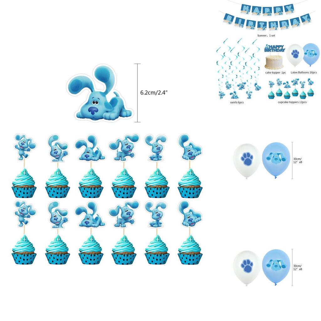 Vibrant Blue's Clues Kids Themed Birthday Party Decor Set With Happy Birthday Banner And Balloons