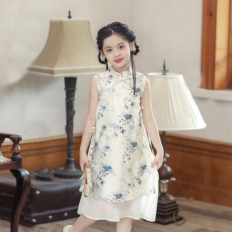 Girls' Summer Hanfu-Style Cheongsam Dress