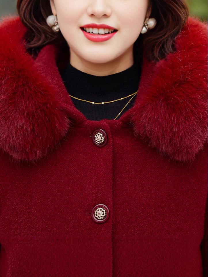 Mink Velvet Coat: New Winter Style for Middle-Aged Women, Plus-Size Woolen Jacket for Autumn and Winter