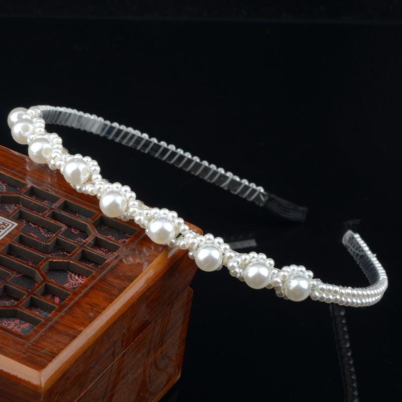 "Korean Style Pearl Bridal Headband - Handmade Fashion Accessory"