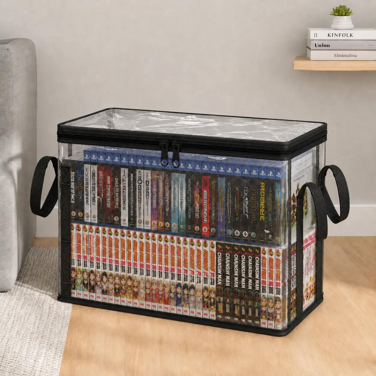 Large Clear Thick Plastic Storage Box with Hinged Lid, Heavy-Duty Durable High Capacity Organizer, Perfect for Home, Camping, Travel, Attic and Moving 1pack