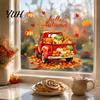 Fall Festival Background Autumn Harvest Window Clings, Decorative Static Glass Sticker for Thanksgiving Home Shop Removable Stickers Decor, PVC Maple
