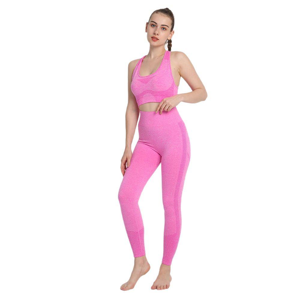 European & American Women's Butt-Lifting Seamless High-Waisted Yoga Pants & Bra Set