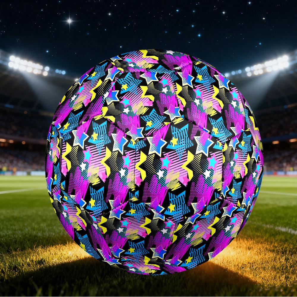 1pc S Neon Stars Size 5 Soccer Ball Professional Match Training Football Indoor &Outdoor Sports Ball Lightweight Durable c65197