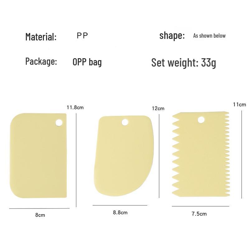 Toothed Baking Scrapers: 3-Piece Food-Grade Cake & Cream Shaping Set