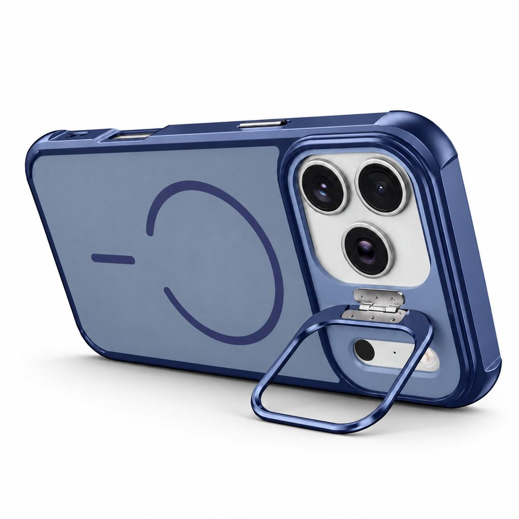 Shockproof Magnetic Phone Case with Camera Kickstand, Hybrid Protective Back for iPhone 18 Pro Max-Blue
