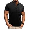 Men's Summer Solid Color Vintage Collar Short Sleeve Stretch Sports T-Shirt Tops