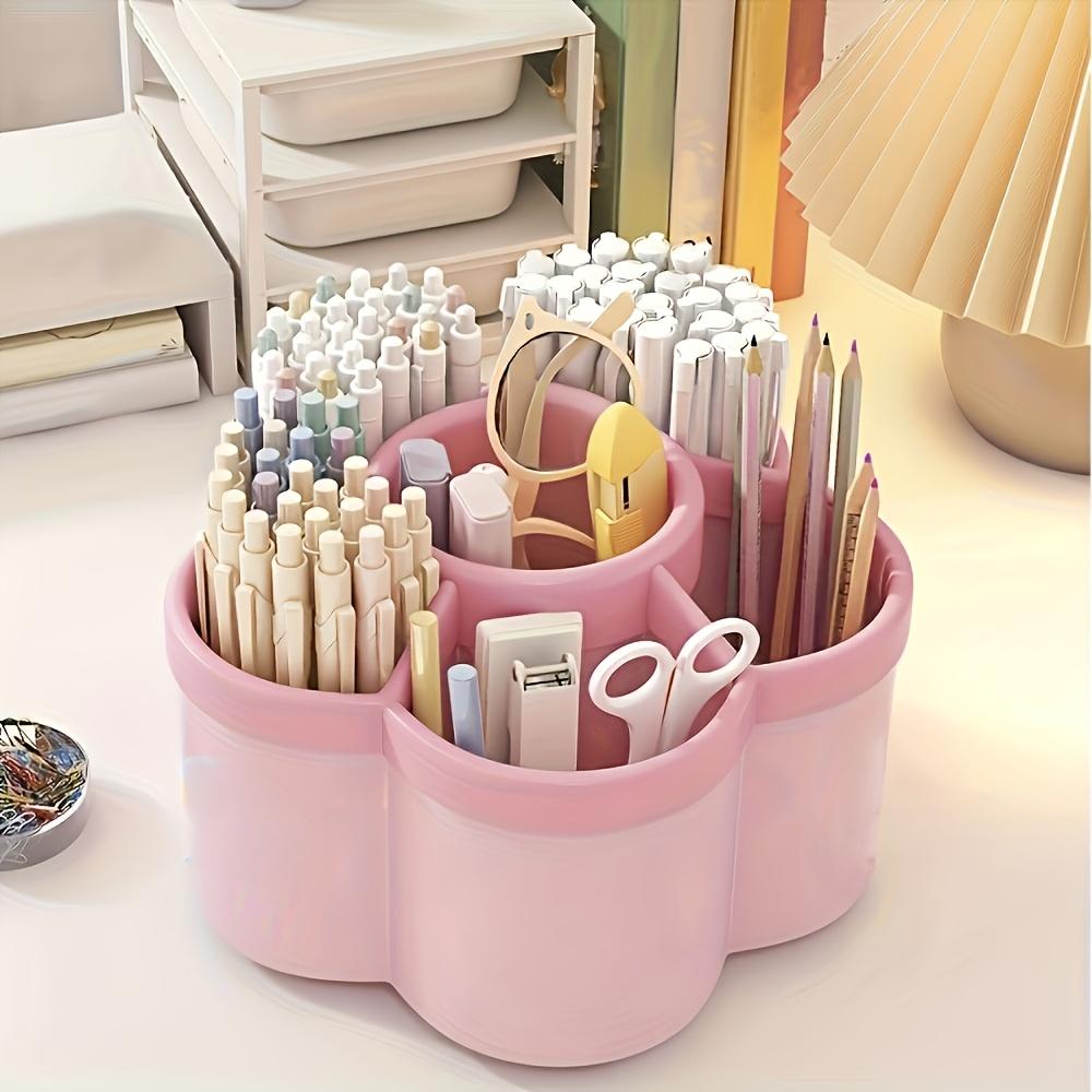 1 Rotating Desktop Organizer Pen Holder Multi-Compartment Storage Box