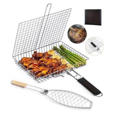 1Pcs Grill Basket Stainless Steel Grill Baskets Foroutdoor Grill |Grill Accessoriesforoutdoorgrill Campfirecooking Equipment