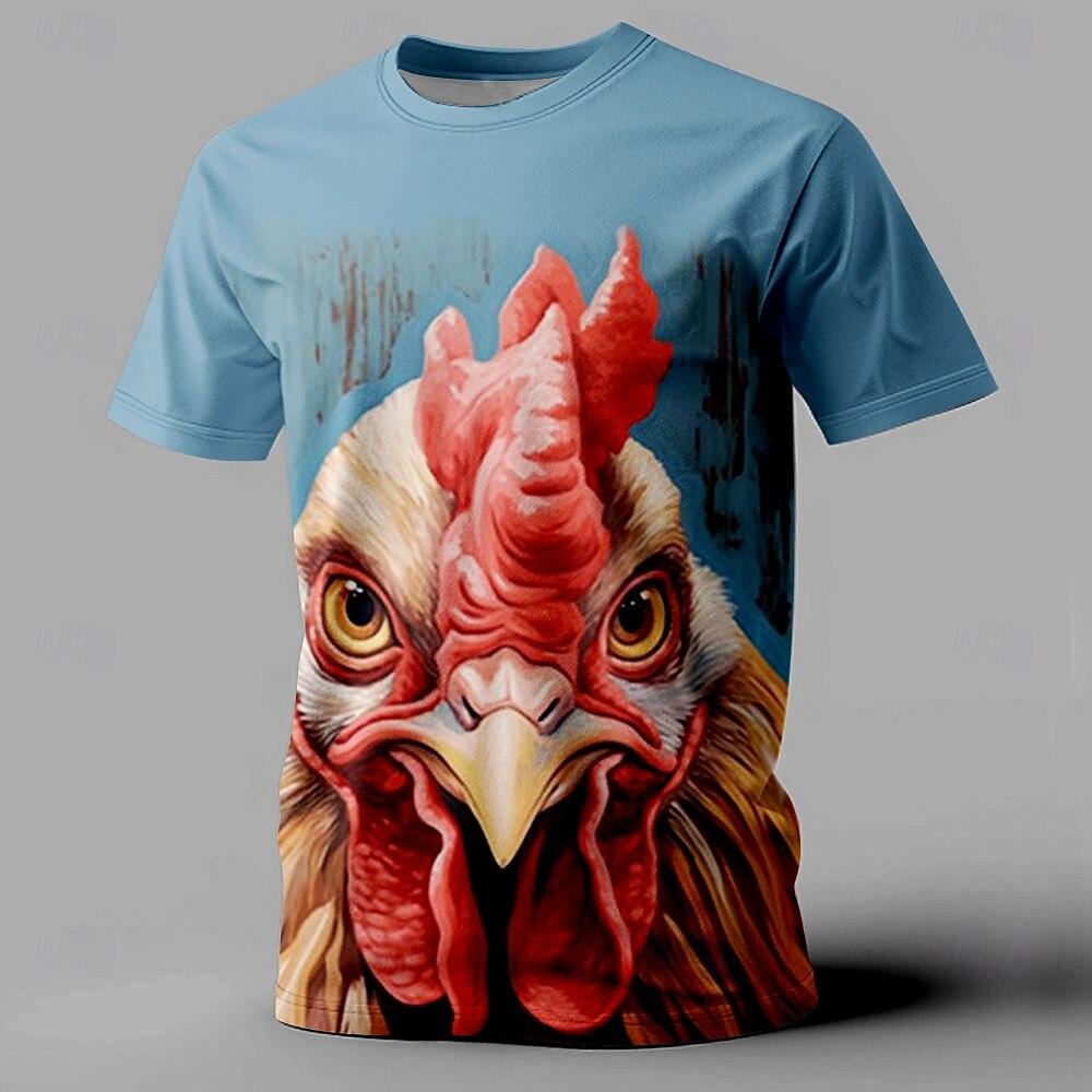Vtipné pánské tričko Animal Chicken Print Trička s krátkým rukávem Nadměrná trička Pro muže Oblečení Letní Street Ležérní Tričko Muž