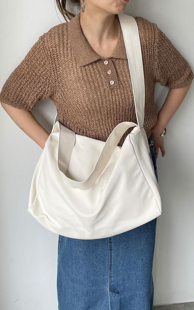 210NOUVE Soft Faux Leather 2-Way Big Shoulder Bag, Ivory [55K210G343-19]