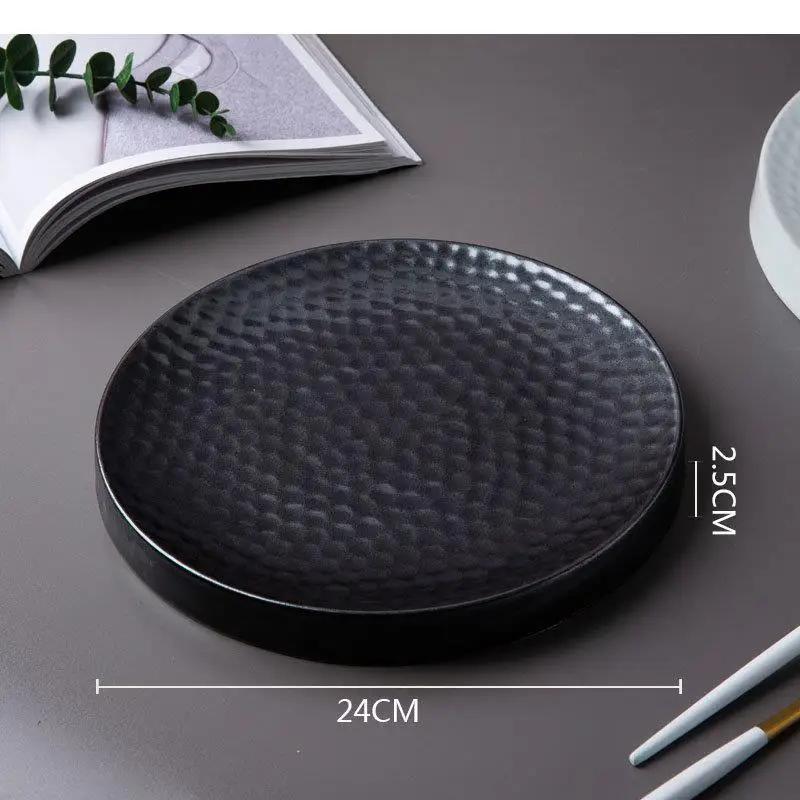 Ceramic Dinner Plate Restaurant Irregular Texture Flat Steak Dessert Plates Pasta Home Solid Color Tableware