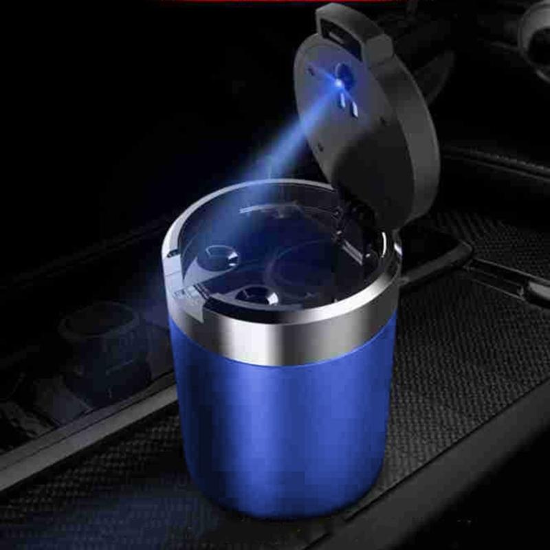 Compact Smokeless Ashtray Detachable Car Cigarette Ashtray with LED Light Car Trash Can for Most Car Cup Holder