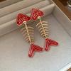 Silver needle retro fish bone pendant earrings European and American fashion court style temperament earrings light luxury high-end earrings women