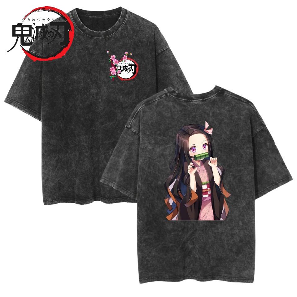 2026 Demon Slayer Anime Devil Killer Kamado Nezuko Laundry T-shirt Summer Unisex Loose Casual Short Sleeved Top Summer T Shirt