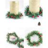 ABKS-32 PCS Holly Berry Candle Ring Small Artificial Red Berries Pine Needles Wreath For Christmas Garland Ornaments Decor