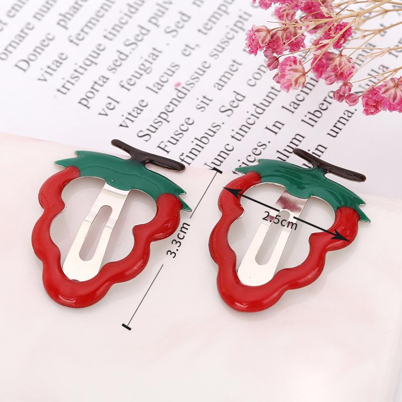 5Pcs Red Cherry Hair Clip For Baby Girls Cute Strawberry Hairpin Barrette Side Clip Child Headwear Fashion Hair Accessories