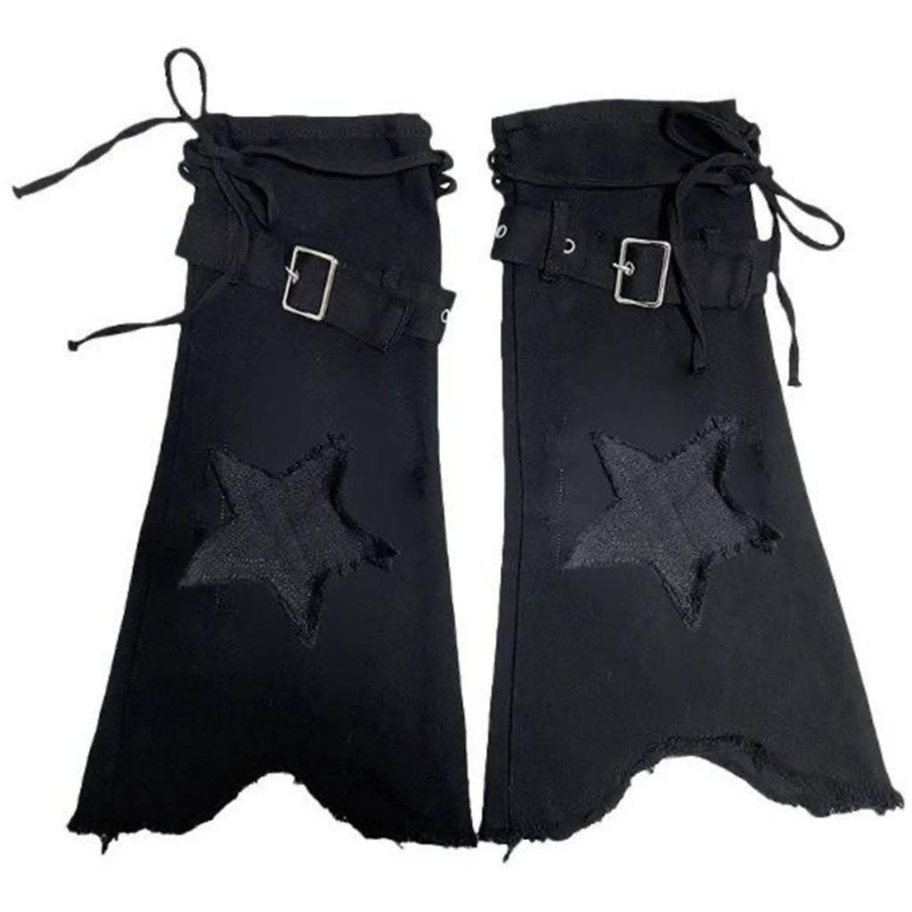 Dámské džínové návleky na nohy s hvězdami, punčochy do kolen, japonské boty
