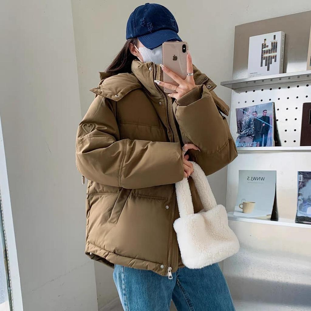 Down Padded Jacket with Short Outerwear for Fall and Loose Korean Perfect for Commuting and School [newsight] Women's Coat, Hood, Length, Winter,