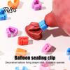 Birthday Party Decor 100Pcs Balloon Knot Tying Tool, Plastic Clip Sealer for Plum Blossom Buckles Decor, Quick Seal Fastener Wedding Birthday,