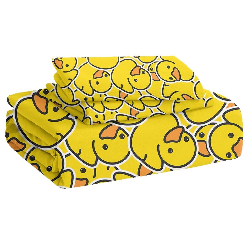 Cute Little Yellow Duck Duvet Cover Children'S Bedroom Decorative Bedding Three-Piece Digital Printing Quilt Cover