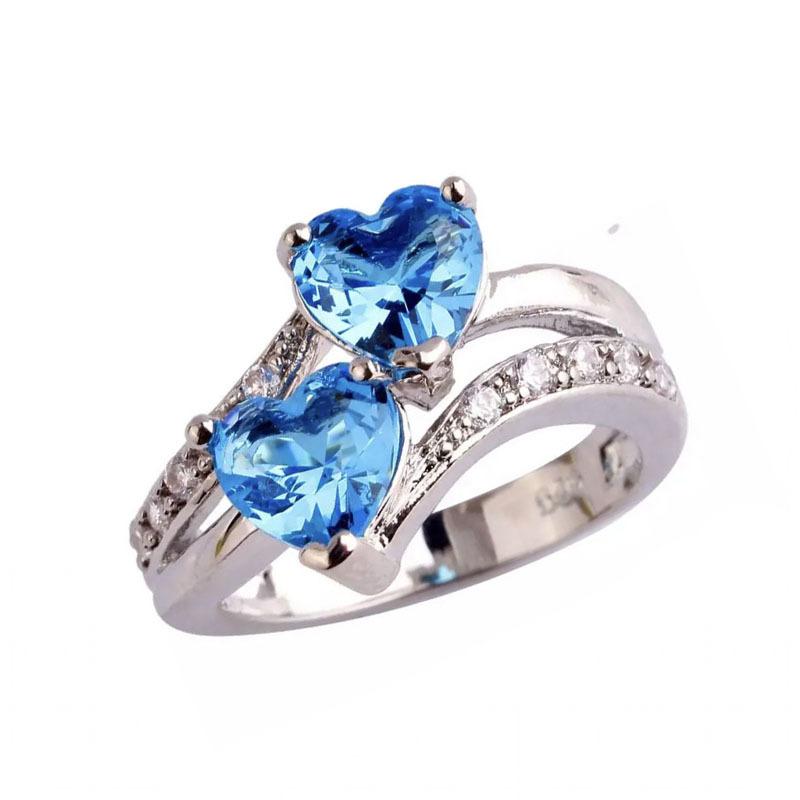 Colorful Zircon Heart-shaped Ring European and American Fashionable Women's Ring Jewelry